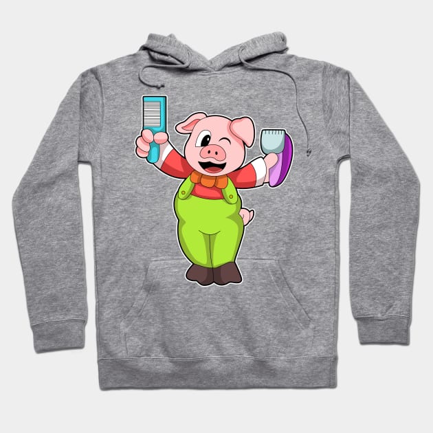 Pig with Comb & Razor Hoodie by Markus Schnabel